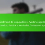 Deportividad de los jugadores: Ayudar a jugadores lesionados, Felicitar a los rivales, Trabajo en equipo