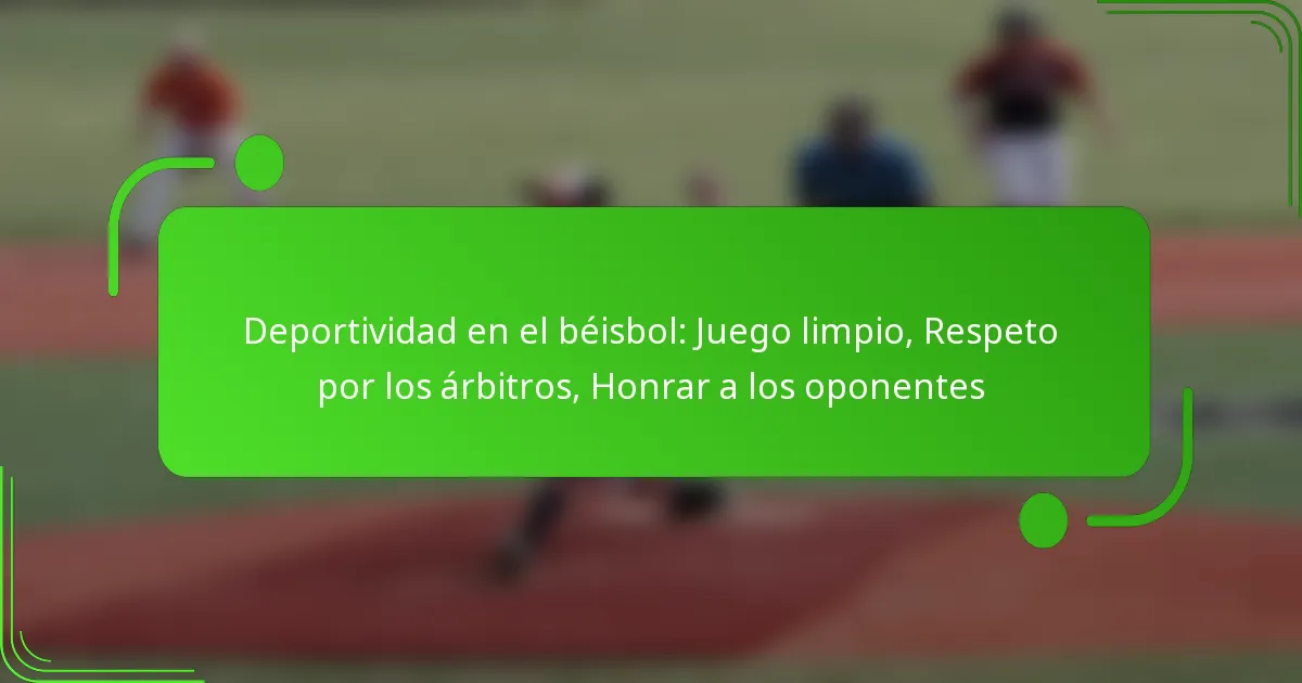 Deportividad en el béisbol: Juego limpio, Respeto por los árbitros, Honrar a los oponentes