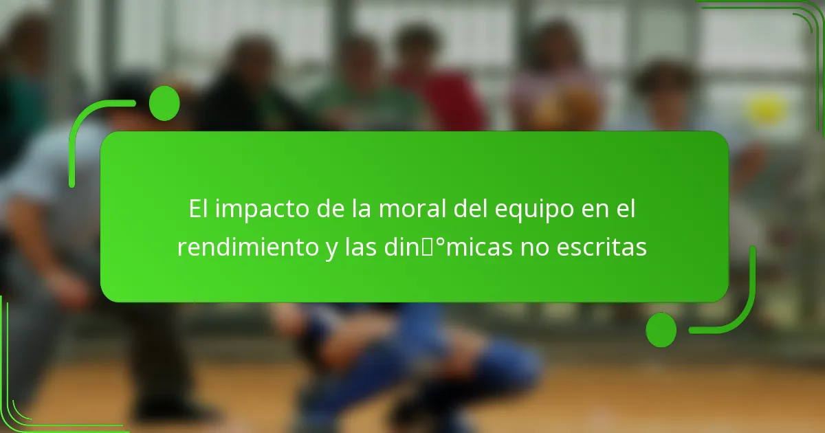 El impacto de la moral del equipo en el rendimiento y las dinámicas no escritas