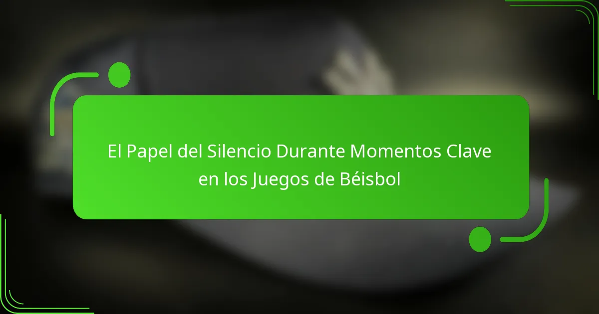El Papel del Silencio Durante Momentos Clave en los Juegos de Béisbol