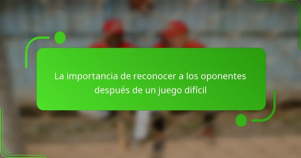 La importancia de reconocer a los oponentes después de un juego difícil