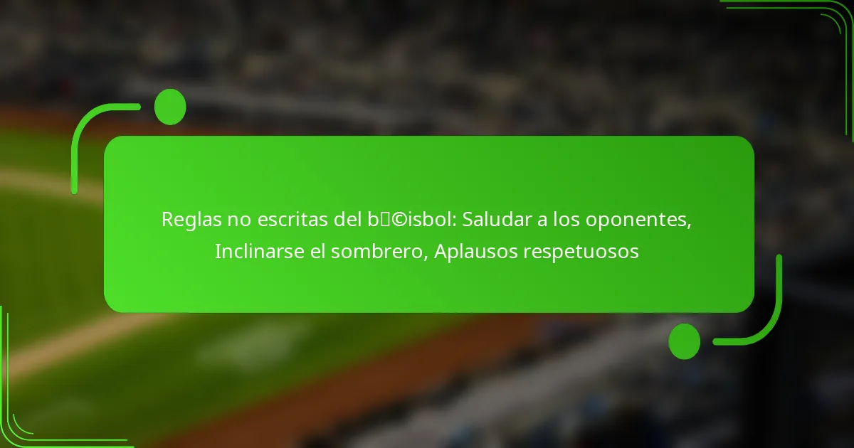 Reglas no escritas del béisbol: Saludar a los oponentes, Inclinarse el sombrero, Aplausos respetuosos